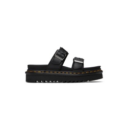 Black Myles Leather Buckle Slide Sandals 241399F124004