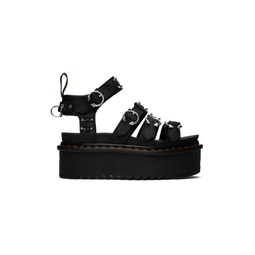 Black Blaire Piercing Leather Platform Sandals 241399F124007