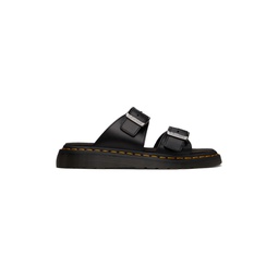Black Josef Leather Buckle Slide Sandals 241399M234008