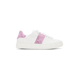 White   Pink Crystal Greca Sneakers 241404F128001