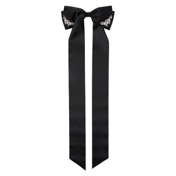Black Long Embellished Bow Hair Clip 241405F018002