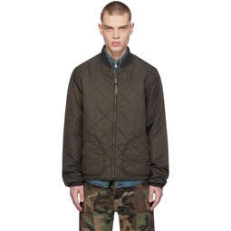 Black Quilted Bomber Jacket 241435M175000