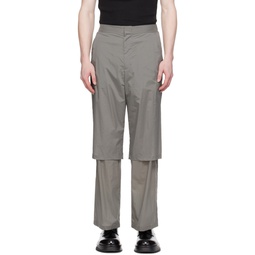 Gray Semi Sheer Trousers 241436M191006