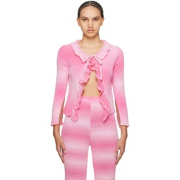 Pink Self Tie Cardigan 241443F095000