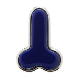 Silver   Blue Penis Stud Single Earring 241477M144001