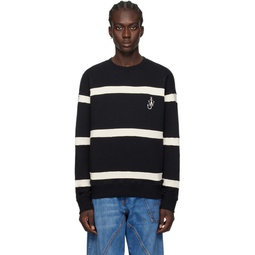 Black Striped Sweatshirt 241477M204003
