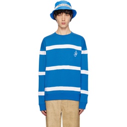 Blue   White Striped Sweatshirt 241477M204004