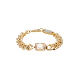 Gold Curb Chain Crystal Bracelet 241490M142032