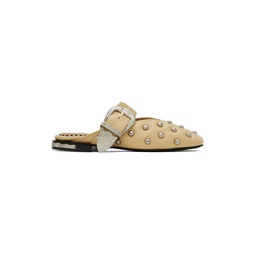 Beige Studded Slippers 241492F121022