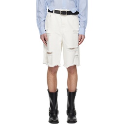 White Distressed Denim Shorts 241494M193001