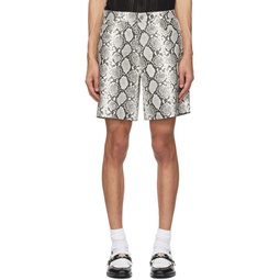 Gray Printed Faux Leather Shorts 241494M193003