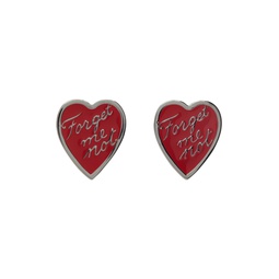 Silver   Red Forget Me Not Earrings 241529M144004