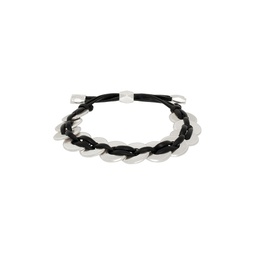 Black   Silver Leather Bracelet 241600F020012
