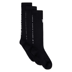 Three Pack Black Logo Socks 241610M220007