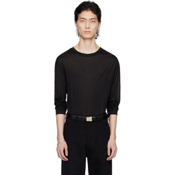 Black Soft Long Sleeve T Shirt 241646M213014