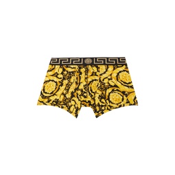 Black   Yellow Barocco Long Boxers 241653M216034