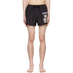 Black Printed Swim Shorts 241720M208005