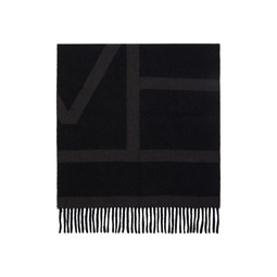 Black Monogram Jacquard Wool Scarf 241771F028002