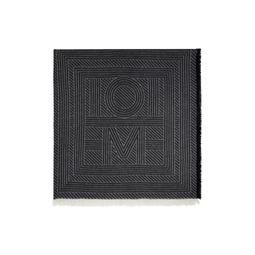 Gray Striped Monogram Wool Scarf 241771F028013