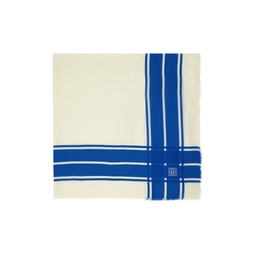 Blue   Off White Wool Silk Blanket Scarf 241771F028018