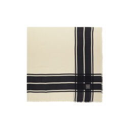 Off White   Black Wool Silk Blanket Scarf 241771F028019