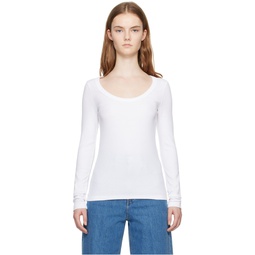 White Classic Long Sleeve T Shirt 241771F110014