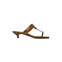 Tan The Belted Croco Heeled Sandals 241771F125002
