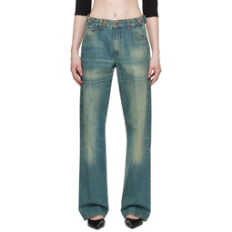 Blue Double Front Jeans 241784F069004