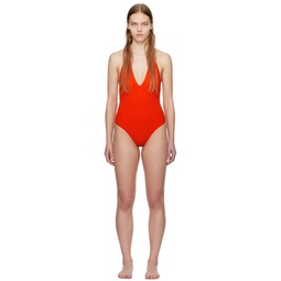 Red Halter Neck Swimsuit 241798F103002