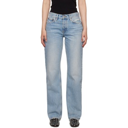 Blue Easy Straight Jeans 241800F069009