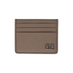 Taupe Embossed Card Holder 241807M163014