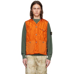 Orange Garment Dyed Vest 241828M185002
