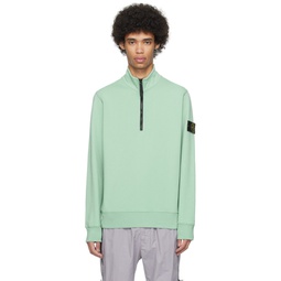 Green Half Zip Sweatshirt 241828M202024