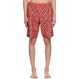 Red Striped Swim Shorts 241892M208000