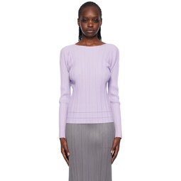 Purple Soft Pleats Long Sleeve T Shirt 241941F110002