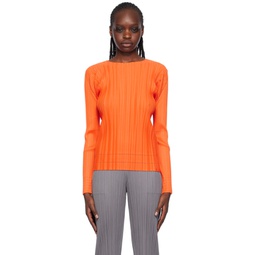 Orange Soft Pleats Long Sleeve T Shirt 241941F110003