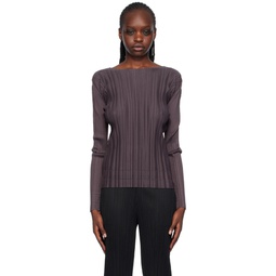 Purple Soft Pleats Long Sleeve T Shirt 241941F110004