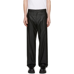 Black Wide Faux Leather Trousers 241992M189001