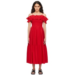 Red Smock Midi Dress 242144F054000