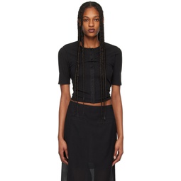 Black Layered T Shirt   Cardigan Set 242436F095000