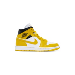 White   Yellow Air Jordan 1 Mid Sneakers 242445F127006