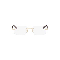 Gold   Burgundy Rimless Glasses 242451M133002