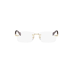 Gold   Burgundy Rimless Glasses 242451M133002