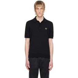 Black Embroidered Polo 242719M212034