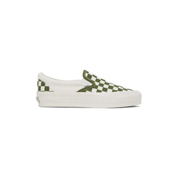 Green Classic Slip On Checkerboard Sneakers 242739M237013