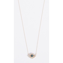 14k Gold Tiny Pave Evil Eye Necklace