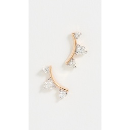 14k Gold Three Diamond Amigos Curve Post Earrings