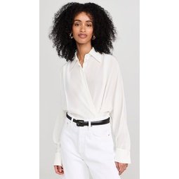 Convertible Pleated Wrap Shirt