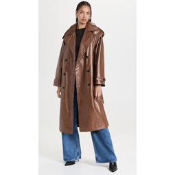 Isa Crinkle Faux Leather Trench Coat