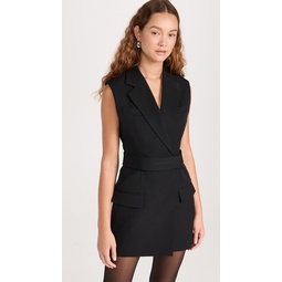 Sleeveless Tailored Dress with Logo Embroidery